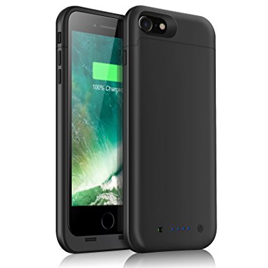 iPhone 7 Battery Cases 4500mAh Extended Battery Power Charger for iPhone 7 (4.7inch) 4 LED Indication Ultra Slim Portable Charging Covers-Black