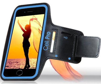Armband for Iphone 6  6S Plus - Professional and Soft Running Sports Arm Band 55 Lifetime Warranty with 2 X Id  Credit Card  Money Key Safe Holder Cyan Blue