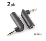 CablesOnline Right-Angle 35mm Stereo Male to Female Audio Adapter 2-PACK GC-215-2