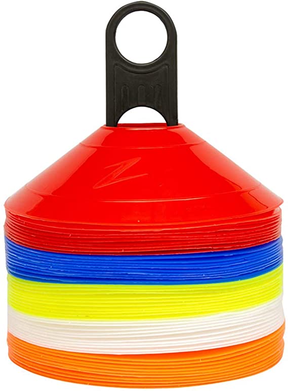 Ziland Sports Marker Cones [Set] • Assorted colours • Use to mark out field areas, goal areas, obstacle courses etc. [SELECT YOUR PACK SIZE]