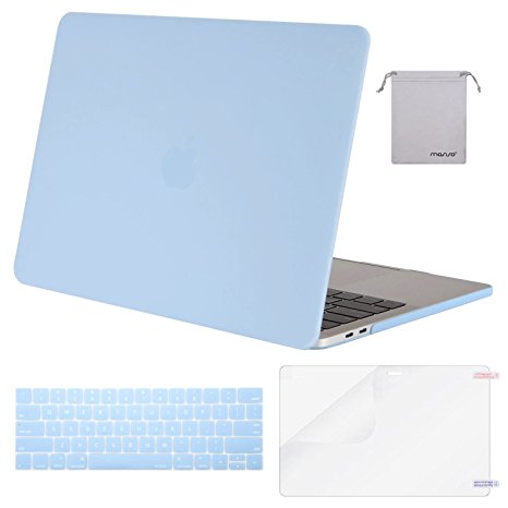 Mosiso MacBook Pro 13 Case 2017 & 2016 Release A1706/A1708, Plastic Hard Case Shell with Keyboard Cover with Screen Protector with Storage Bag for Newest MacBook Pro 13 Inch, Airy Blue