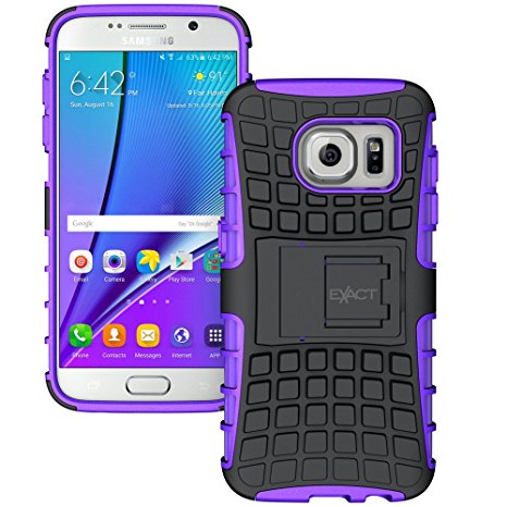 Galaxy S7 Case - Exact [TANK Series] - Shock Proof Tough Rugged Dual-Layer Case with Built-in Kickstand for Samsung Galaxy S7 (2016) Black/Purple