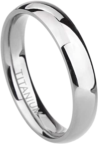 TIGRADE 2mm 4mm 6mm 8mm Titanium Plain Dome High Polished Wedding Band Ring Comfort Fit