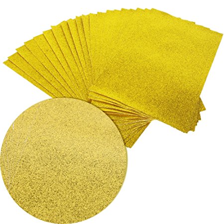 Superfine Glitter Fabric Thick Canvas Back Craft DIY Craft Assorted Colours 20 pcs 8" x 13" (20cm x 34cm) (Gold)