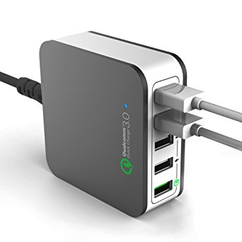 Quick Charge 3.0 5-Port USB Wall Charger Charging Station (Quick Charge 2.0 Compatible) Smart IC 2.4A for Galaxy S7/S6/Edge, Note 5, Note 7, LG G5, iPhone iPad, Battery Pack, Speaker
