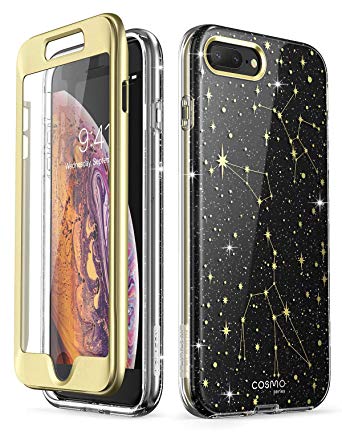 i-Blason Cosmo Glitter Clear Bumper Case for iPhone 8 Plus/iPhone 7 Plus (Black/Star)