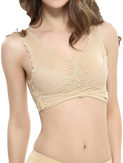 Lace Sports Bra for Women,FORUU Ladies Solid Front Cross Side Full Cup Bra Vest Tops Breathable Everyday Bras
