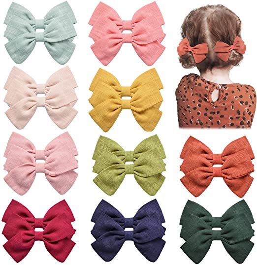 20PCS Baby Girls Hair Bows Clips Hair Barrettes Accessory for Babies Infant Toddlers Kids in Pairs (Navy Red Green)