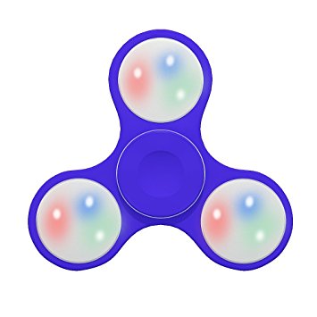 Fidget Spinner, Tri-spinner Glow in The Dark LED Light Up High Speed Cool EDC Anti-stress Finger Toy (Blue)