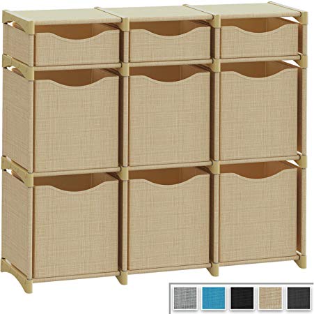 9 Cube Organizer | Set of Storage Cubes Included | DIY Closet Organizer Bins | Cube Organizers and Storage Shelves Unit | Closet Organizer for Bedroom, Playroom, Livingroom, Office, Dorm (Beige)