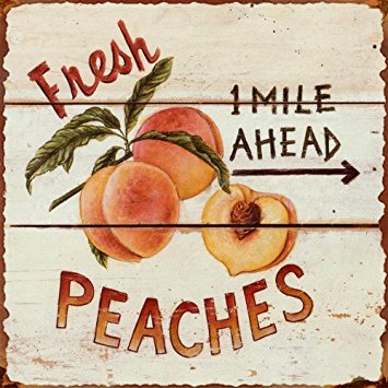 Barnyard Designs Fresh Peaches Retro Vintage Tin Bar Sign Country Home Decor 11" x 11"