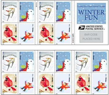 USPS Forever Postage Stamps Winter Fun Booklet of 20