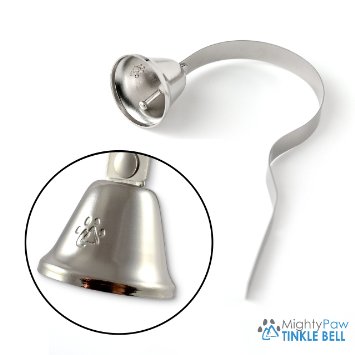 Mighty Tinkle Bell An All Metal Dog Doorbell with Sleek Silver Bell and Support The Thick-Walled Durable Bell Optimizes Sound Quality Includes Free Training Tips