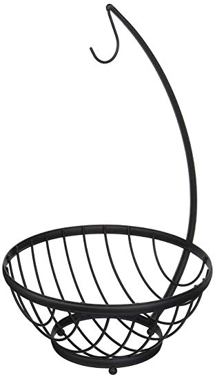 Spectrum Diversified Ashley Fruit Bowl with Banana Holder, Small, Black