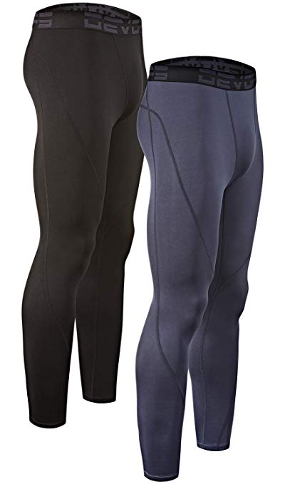 DEVOPS Men's 2 Pack Thermal Heat-Chain Compression Baselayer Long Johns Pants