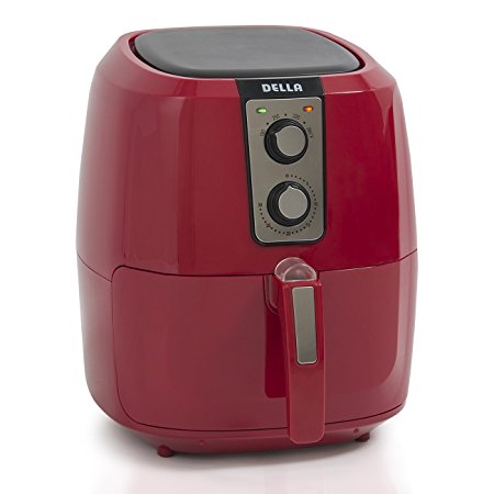 DELLA 048-GM-48268-RD 5.8 quart/1800W System X-Large Electric Air Fryer, Red, Small