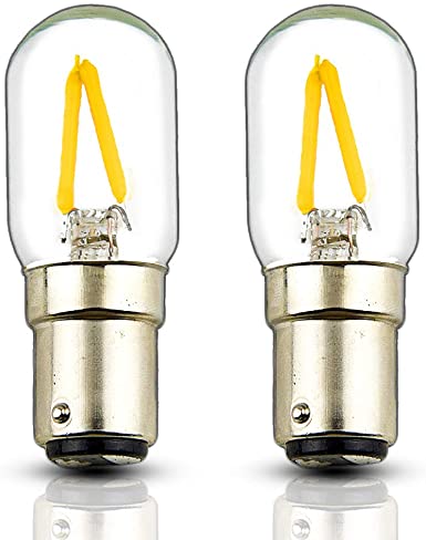 Bonlux 120V BA15D LED Filament T22 Light Bulbs 2W BA15D Double Bayonet LED Ceiling Light 15W Halogen Replacement Bulbs for Sewing Machine Chandeliers Recessed Lighting, Daylight 6000K (2-Pack)
