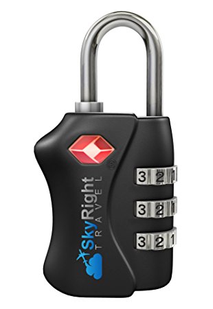 SkyRight Black TSA Travel Lock - Best Luggage Suitcase Lock