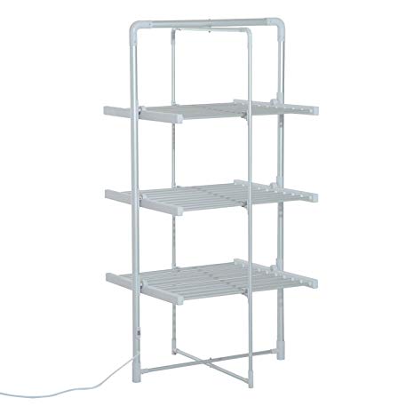 HomCom Folding 3 Tier Indoor Portable Electric Heated Laundry Drying Rack Stand