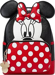 Disney Backpack | Minnie Mouse Backpack With Keychain | Cute Mini Backpack For Women | Ladies Bag | One Size Black