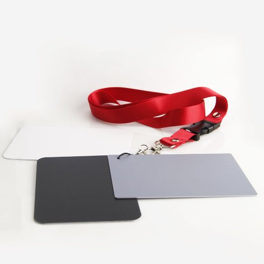 pangshi® Large Size 3 Card Set - 4" x 5" White Balance Card 18% Gray Card with Premium Lanyard for Digital and Film Photography