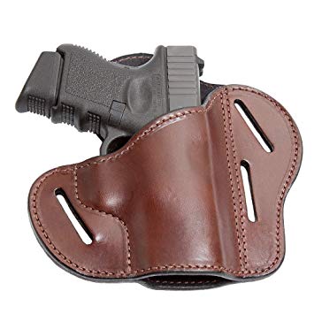 The Ultimate 3 Slot OWB Leather Gun Belt Holster - Fits S&W Shield/Glock/Springfield XD