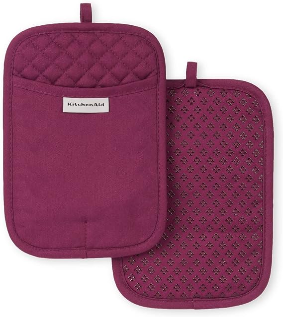 KitchenAid Asteroid Pot Holder 2-Pack Set, Beet, 7"x10"