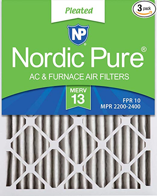 Nordic Pure 14x20x2 MERV 13 Pleated AC Furnace Air Filters, 3 Pack, 3 PACK, 3 PACK