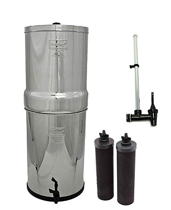 Crown Berkey Water Filter- 2 Black Berkey Filters and Water View Spigot