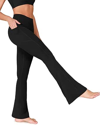 ODODOS Cloud Feeling Flared Pants with Pocket for Women High Waist Casual Bootcut Yoga Pants, 30"/32" Inseam