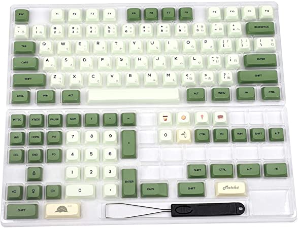 Matcha Dye Sub ZDA PBT Keycap Similar to XDA Japanese Korean Russian for MX Keyboard 104 87 61 Melody 96 KBD75 ID80 GK64 Tada68（Only Keycap） (Japanese)