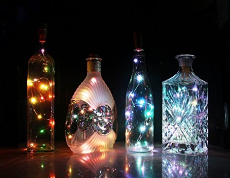 COSOON Set of 6 Wine Bottle Cork Lights Copper String Lights - 15LED 28Inch Wire String Lights for Bottle DIY, Wedding, Halloween, Christmas, Party Decor (colorful) T010