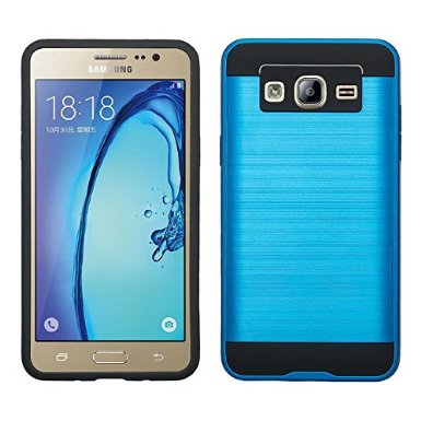 Galaxy On5 Case, Samsung Galaxy On5 [Shock Absorption / Impact Resistant] Hybrid Dual Layer Armor Defender Protective Case Cover for Galaxy On5 , (Brush Blue)