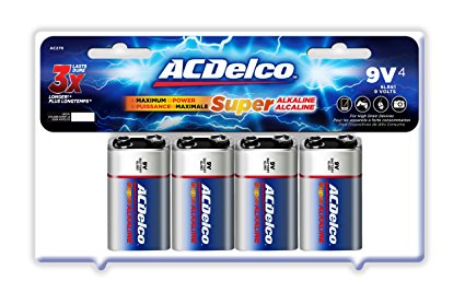 ACDelco 9-Volt Super Alkaline Batteries, 4-Count