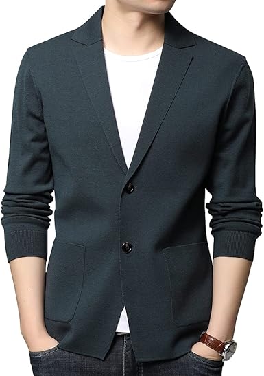 Womleys Mens Notched Lapel Cotton Cardigan Sweater Two Button Closure Knitwear