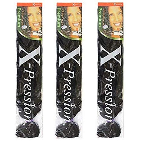 X-pression Premium Original Ultra Braid. - Color 1B ( Pack of 3 )