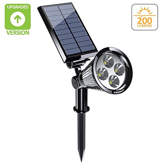 Hoont 2-in-1 Bright Outdoor LED Solar Spotlight / Solar Powered Light for Patio, Entrance, Landscape, Garden, Driveway, Lawn, Etc./ Great for Accents, Security Lighting, Etc. [UPGRADED VERSION]