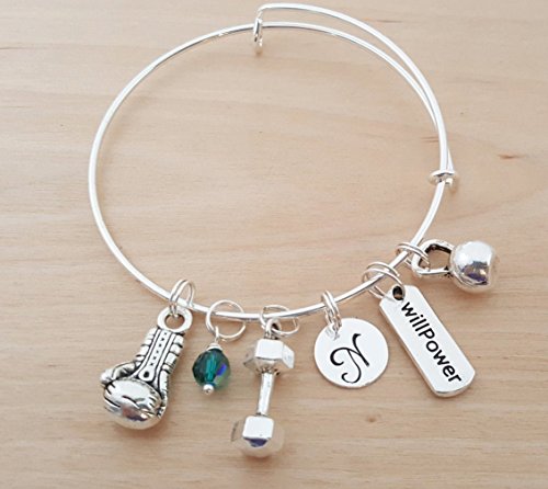 Fitness Boxing Crossfit Personalized Silver Bangle Bracelet