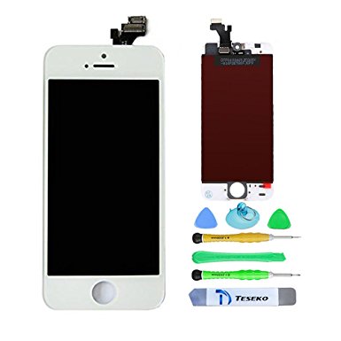 Teseko LCD Screen Replacement Digitizer Assembly For Iphone 5 5g Display Touch Panel with Repair Tool Kits----White for Model A1428 & A1429
