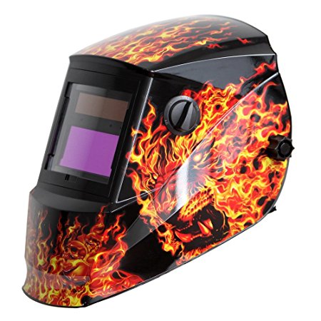 Antra AH6-260-6104 Solar Power Auto Darkening Welding Helmet with AntFi X60-2 Wide Shade Range 4/5-9/9-13 with Grinding Feature Extra lens covers Good for TIG MIG MMA Plasma