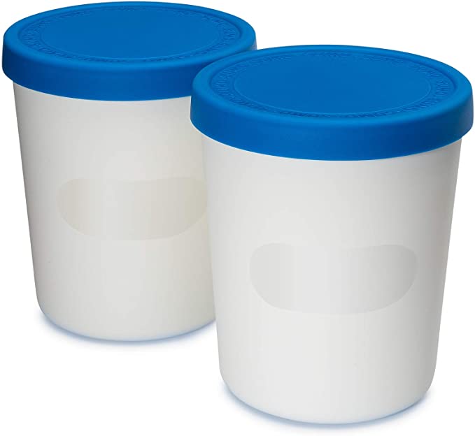 SUMO Homemade Ice Cream Round Containers - Reusable Freezer Storage. Insulated with Silicone Lids. Dishwasher Safe (2-Pack, Blue)