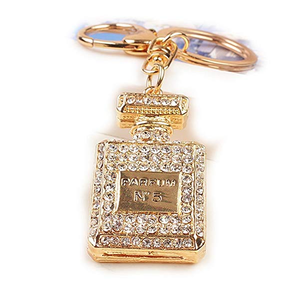 Lalang Women Rhinestone Perfume Keyring Handbag Pendant Charm Keychain Birthday Gift