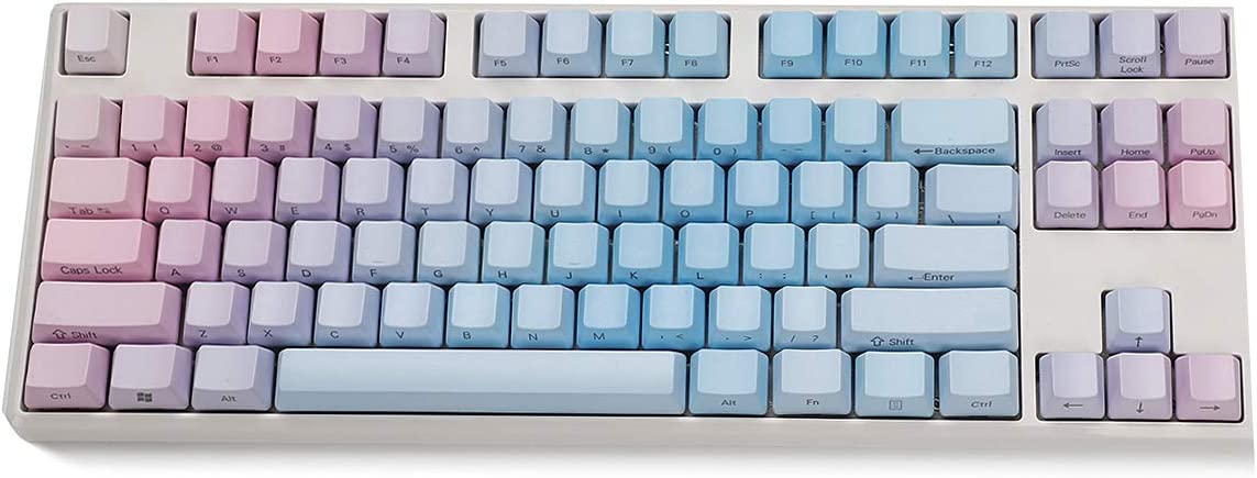 YMDK Sunset Gradient OEM Profile 108 87 61 Key Dyed Thick PBT Keyset for Cherry MX Mechanical Keyboard,87 Side Print (Only Keycap)