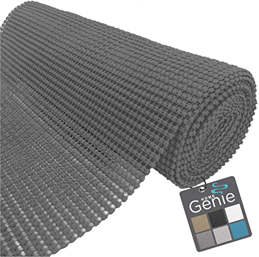 HOME GENIE Original PVC Drawer and Shelf Liner, Non Adhesive Roll, 17.5 Inch x 20 FT, Durable and Strong, Grip Liners for Drawers, Shelves, Cabinets, Pantry, Storage, Kitchen and Desks, Slate Gray