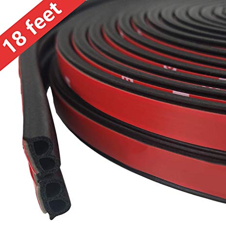 Weather Stripping Door/Window Seal Strip 18 Feet, Self-Adhesive Backing Seals Medium Gap (from 5/32 inch to 9/32 inch), Easy Cut to Size