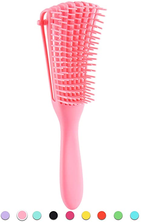 Messen Detangling Brush for Curly Hair, Hair Detangler, Afro Textured 3a to 4c Kinky Wavy for Wet/Dry/Long Thick Curly Hair, Exfoliating Your Scalp for Beautiful and Shiny Curls (1 Pack/Pink)