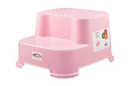 StepSafe Step Stool 2 Step -For kids and Adults Non Slip Surface and Feet For Potty, Bathroom and Kitchen Safe Materials 200 LB Capacity, 8"H (Pink)
