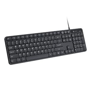 Portronics Ki-Pad 3 USB Wired Keyboard with Large Keycaps, Noise-Free Typing, Fn Multimedia Hotkeys, Full-size Layout with Num Pad, Ergonomic Design, 1.5m USB Cable, for Laptop, PC, Mac (Black)