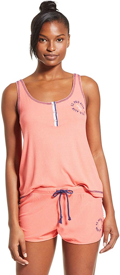 U.S. Polo Assn. Womens Athletic Short Sleeve Shirt and Pajama Shorts Lounge Sleep Set