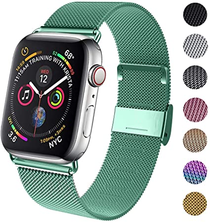 GBPOOT Compatible for Apple Watch Band 38mm 40mm 42mm 44mm, Wristband Loop Replacement Band for Iwatch Series 4,Series 3,Series 2,Series 1,Pine Green,42mm/44mm